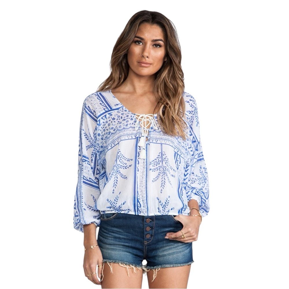 Free People REVOLVE Yo Yo Printed Top in White Combo